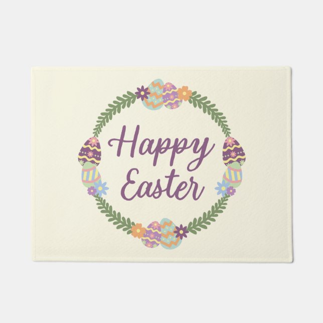 Easter Door Mat "Happy Easter" Wreath (Front)