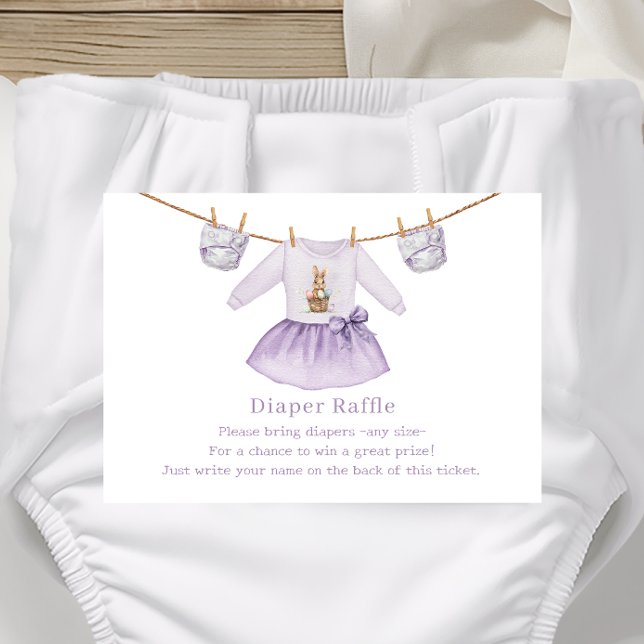 Easter Dress Diaper Raffle Purple Baby Shower Enclosure Card (Creator Uploaded)
