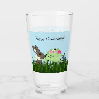 Easter Drinking Glasses Bunny Wheelbarrow of Eggs