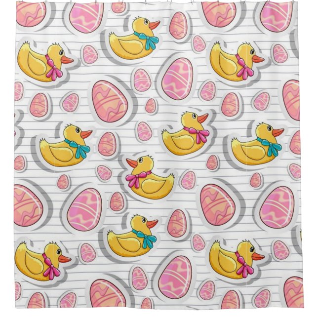 Easter Duck And Eggs Pattern Shower Curtain (Front)
