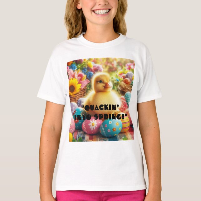 Easter Duck & Colourful Egg Wonderland T-Shirt (Front)