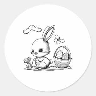 Easter Easter Bunny Colouring And Painting Yoursel Classic Round Sticker