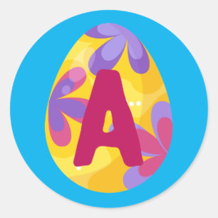 Easter Egg Alphabet Letter A Name Initial Team Classic Round Sticker