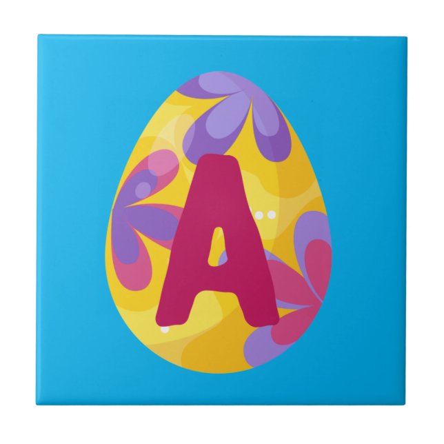 Easter Egg Alphabet Letter A Name Initial Team Tile (Front)
