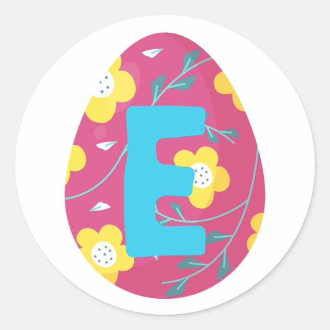 Easter Egg Alphabet Letter E Name Initial Team Classic Round Sticker (Front)
