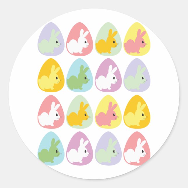 Easter Egg Bunnies Classic Round Sticker (Front)