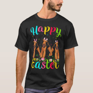 Easter Egg Bunny Airedale Terrier Dog Happy Easter T-Shirt
