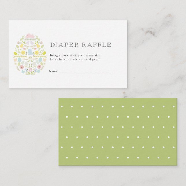 Easter Egg Bunny Baby Shower Diaper Raffle Ticket Enclosure Card (Front/Back)