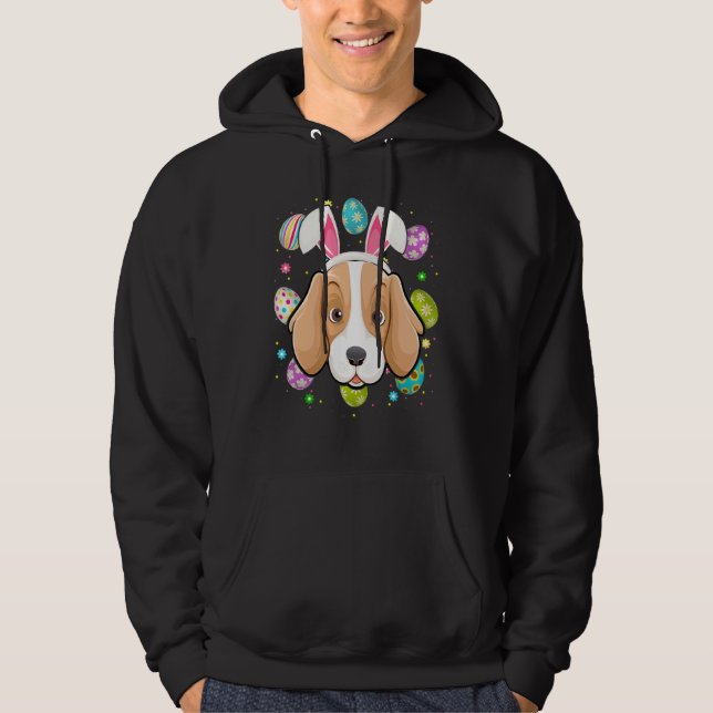 Easter Egg  Bunny Ear Foxhound Dog Face Easter Sun Hoodie (Front)