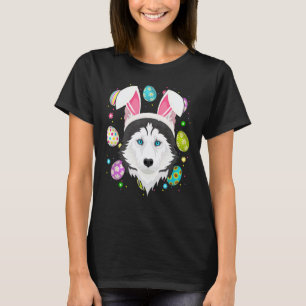 Easter Egg  Bunny Ear Siberian Husky Dog Face East T-Shirt