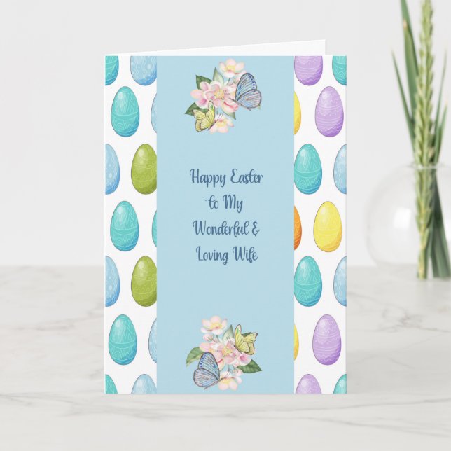 Easter Egg Card in Blue for Wife (Front)