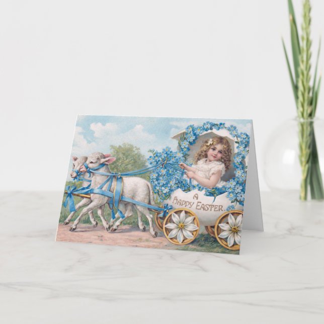 Easter egg carriage ride with lambs card (Front)