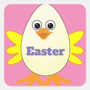 Easter Egg Cartoon Square Sticker