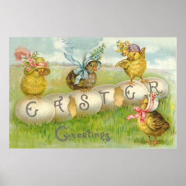 Easter Egg Chick Field Poster (Front)