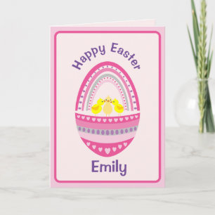Easter Egg & Chicks Folded Greeting Card