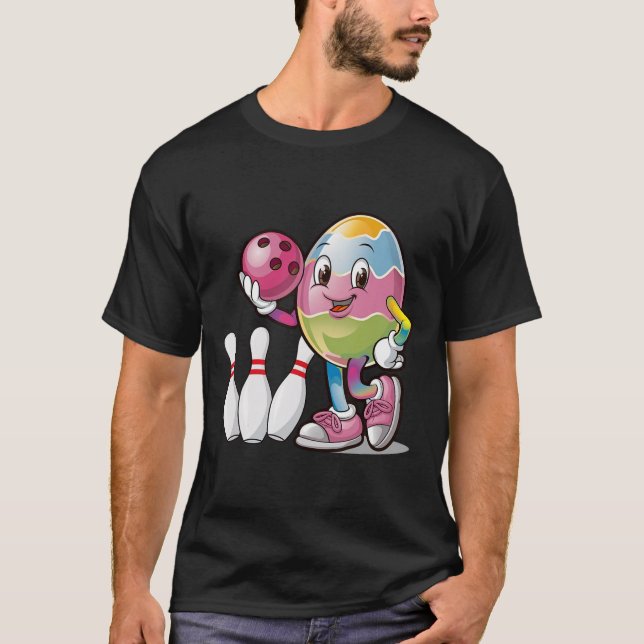 Easter Egg Colourful Costume Bowling Player Team L T-Shirt (Front)