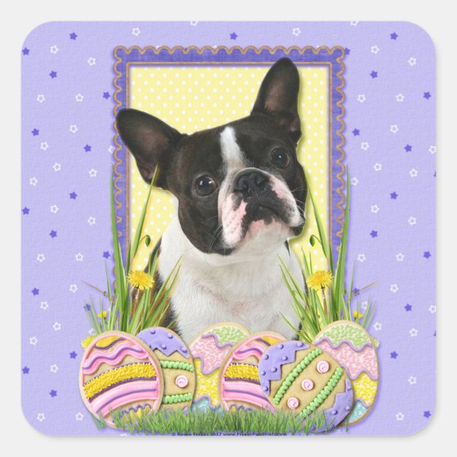 Easter Egg Cookies - Boston Terrier Square Sticker (Front)