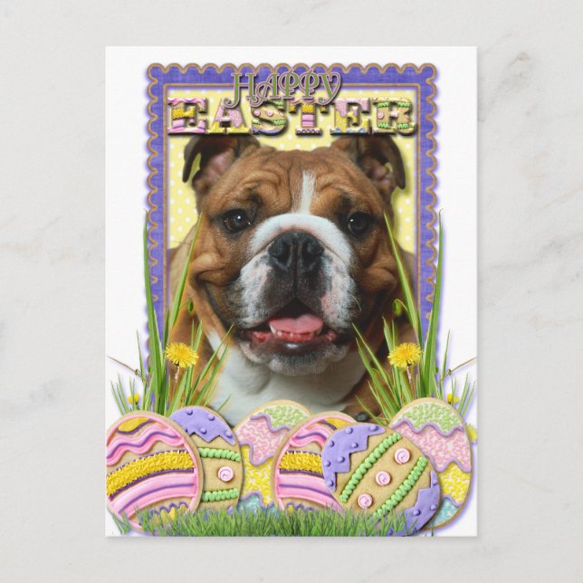 Easter Egg Cookies - Bulldog Holiday Postcard (Front)