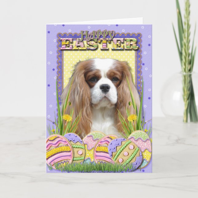Easter Egg Cookies - Cavalier - Blenheim Holiday Card (Front)