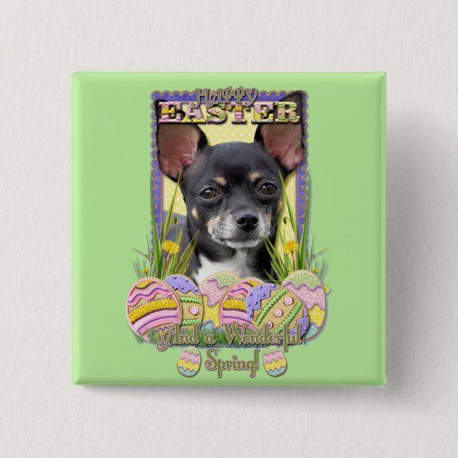 Easter Egg Cookies - Chihuahua 15 Cm Square Badge (Front)