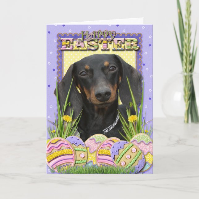 Easter Egg Cookies - Dachshund Holiday Card (Front)