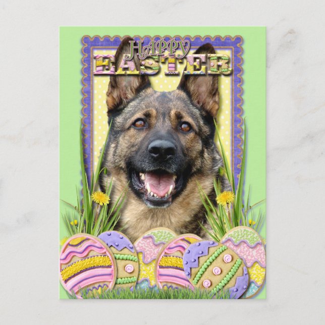 Easter Egg Cookies - German Shepherd Holiday Postcard (Front)