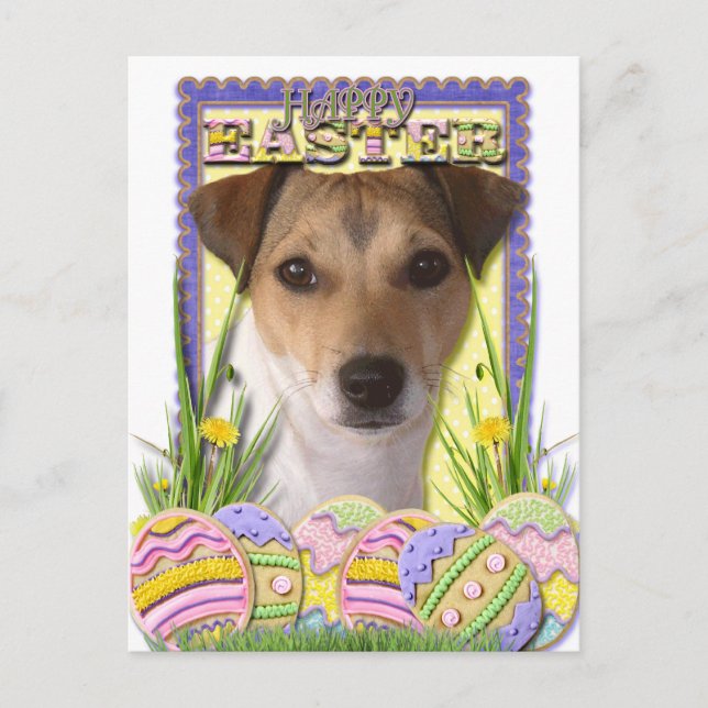Easter Egg Cookies - Jack Russell Holiday Postcard (Front)
