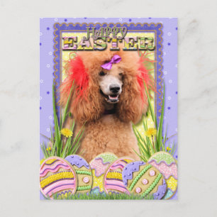 Easter Egg Cookies - Poodle - Red Holiday Postcard