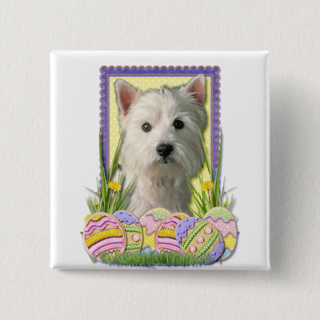 Easter Egg Cookies - West Highland Terrier 15 Cm Square Badge (Front)