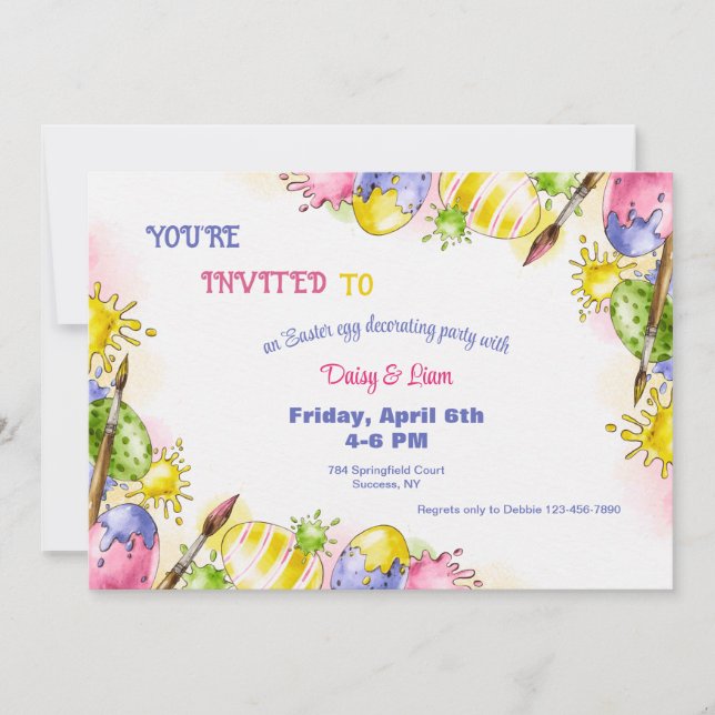 Easter Egg Decorating Party Invitation (Front)