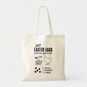 Easter Egg Delivery Tote Bag, Egg Receipt, Vintage Bag