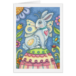 EASTER EGG FAIRY, BUNNY RABBIT GREETING CARD Verse