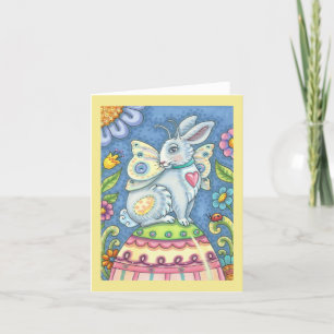EASTER EGG FAIRY, RABBIT NOTE CARD Blank