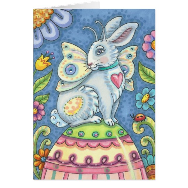 EASTER EGG FAIRY, RABBIT NOTE CARD Blank (Front)