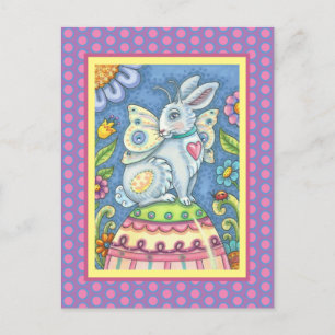 EASTER EGG FAIRY, SPRING HARE FANTASY POSTCARD