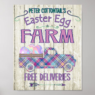 Easter Egg Farm Antique Truck Plaid Sign