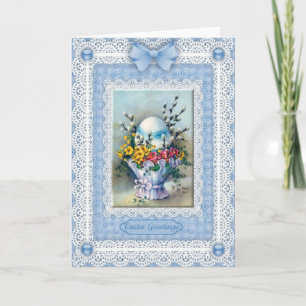 Easter Egg, Flower Basket 'n Lace Greetings Card