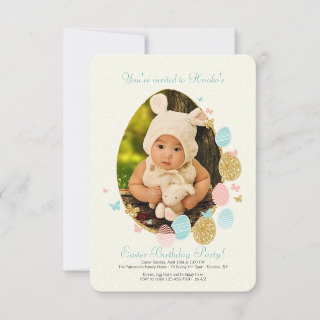 Easter Egg Frame Photo Invitation (Front)