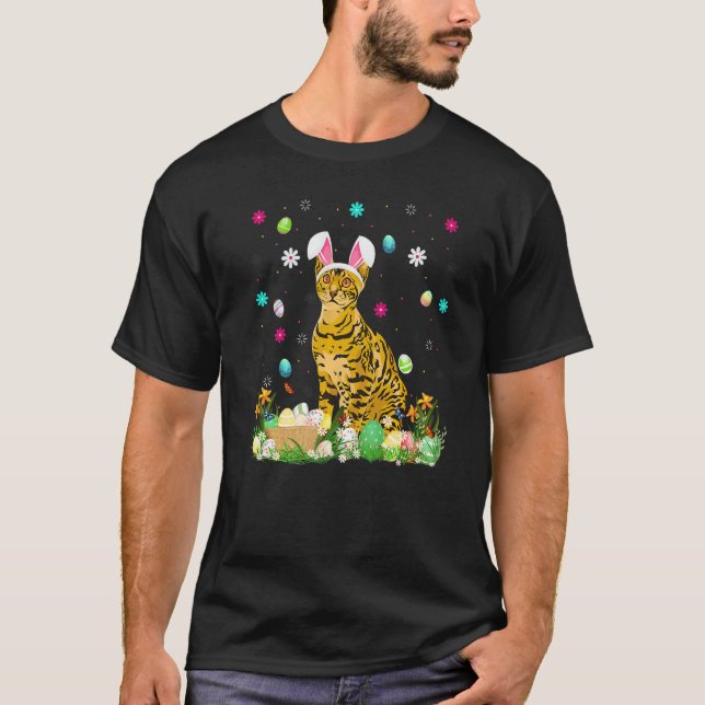 Easter Egg Funny Bengal Cat Easter Sunday T-Shirt (Front)