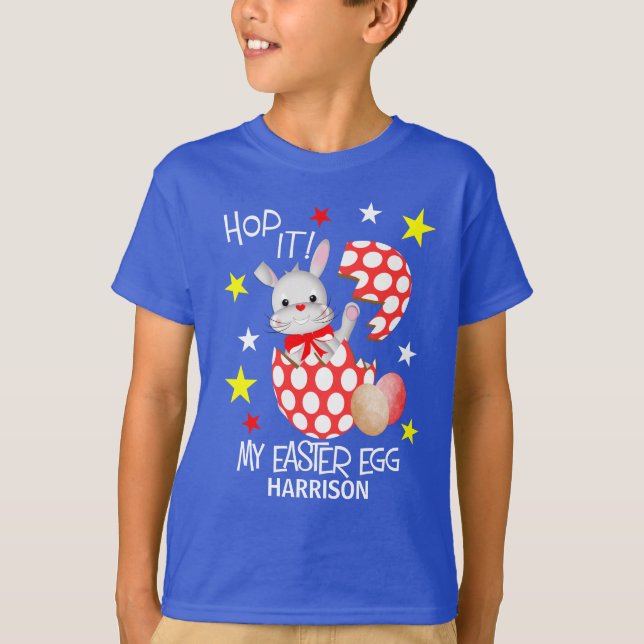 Easter Egg Funny Bunny Personalised T-Shirt (Front)