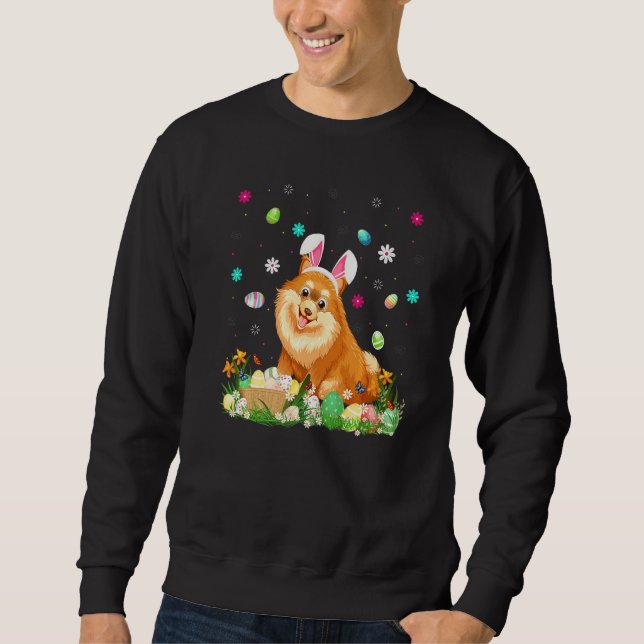 Easter Egg  Funny Pomeranian Dog Easter Sunday Sweatshirt (Front)