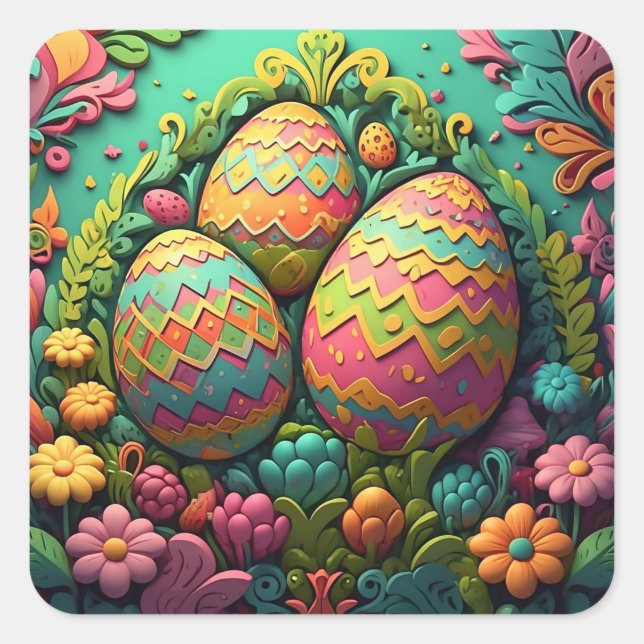 EASTER EGG GARDEN SQUARE STICKER (Front)