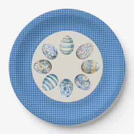 Easter Egg gingham Paper Plate