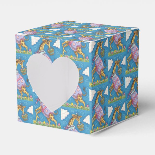 EASTER EGG GIRAFFE & TULIPS HEART FAVOR BOX Repeat (Front Side)