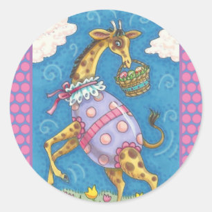 EASTER EGG GIRAFFE & TULIPS, SPRING STICKERS Cute