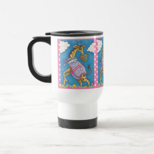 EASTER EGG GIRAFFE & TULIPS, SPRING TRAVEL MUG