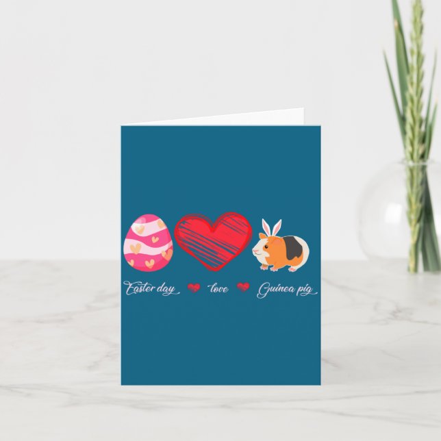 Easter Egg Guinea Pig Bunny Easter Card (Front)