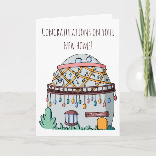 Easter Egg House Personalised New Home Greeting Card (Front)