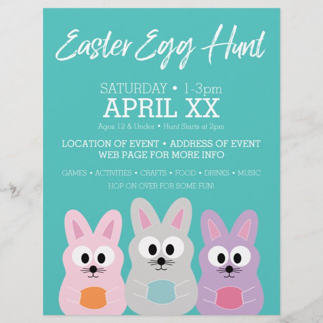 Easter Egg Hunt Advertisement - Cute Bunny Rabbits Flyer (Front)