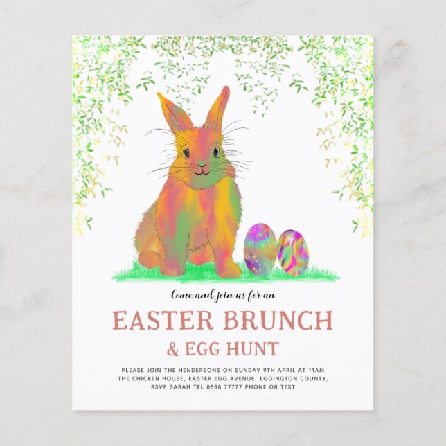 Easter Egg Hunt and Brunch Cute Bunny Flyer (Front)